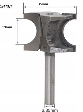 Frez Półokrągły Wypukły do drewna 6,35mm x 35mm