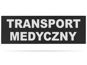 CZARNA DUŻA NASZYWKA ODBLASKOWA TRANSPORT MEDYCZNY