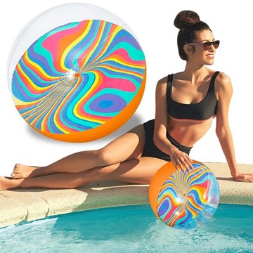 BESTWAY DUŻA DMUCHANA PIŁKA PLAŻOWA KOLOROWA NA PLAŻĘ BASEN DO BASENU 46 CM