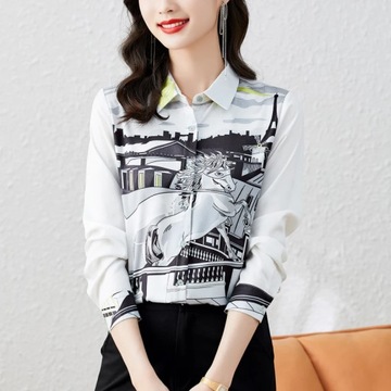 Fashion Casual Printing Shirts Blouse Women Tops W