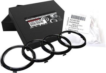 Czarny emblemat znaczek Audi Przód JAKOŚĆ OEM |AS 250mm 273mm 285mm 315mm