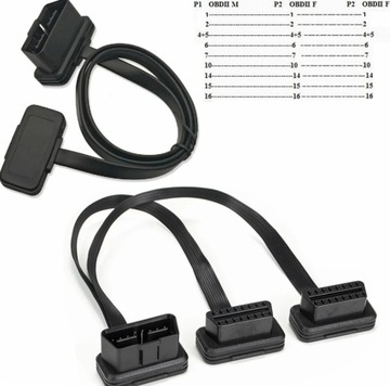 Przedłużka podwójna OBD2 OBDII eOBD 16 pin przedłużacz ADAPTER 55cm