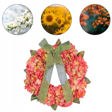 Wianek wiosenny dekoracyjny na drzwi wieniec stroik wielokolorowy kwiaty