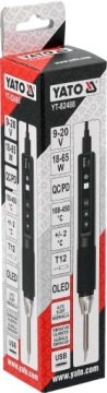 YATO ПОРТАТИВНЫЙ ЦИФРОВОЙ OLED ПАЯЛЬНИК 65W НАКОНЕЧНИК T12 USB-C