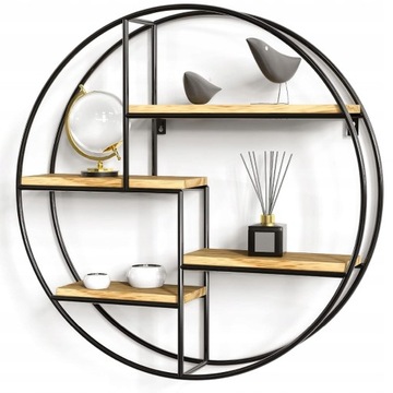 METALOWA PÓŁKA REGAŁ OKRĄGŁY WISZĄCY ŚCIENNY LOFT