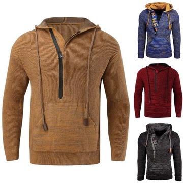 Men'S Autumn And Winter Knitting Cotton Hooded Swe
