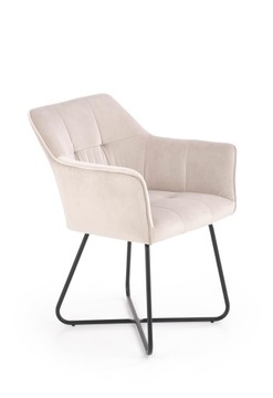 KRZESŁO K377 VELVET BEŻOWE / CZARNA STAL HALMAR