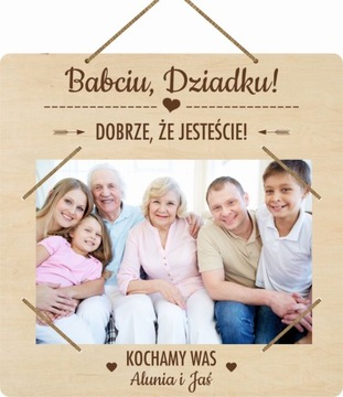 Ramka drewniana karta Dzień Babci Dziadka PREZENT