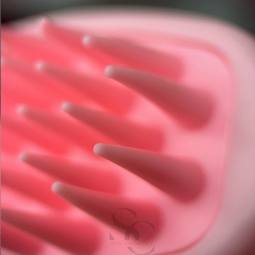 Щетка с ручкой, массажер, пилинг, мытье кожи головы. Розовая силиконовая щетка для волос.