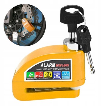ЗАМОК ТОРМОЗНОГО ДИСКА С СИГНАЛизацией ДЛЯ МОТОЦИКЛОВ И ВЕЛОСИПЕДОВ, ВОДОНЕПРОНИЦАЕМЫЙ