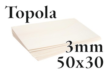 10x Sklejka Topolowa - Topola - 3mm – 50x30 cm - Onlywood
