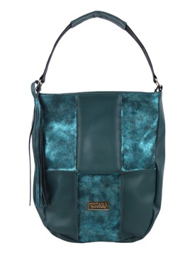 i585 Torebka damska shopper worek na ramię Chiara Design A4 zielona