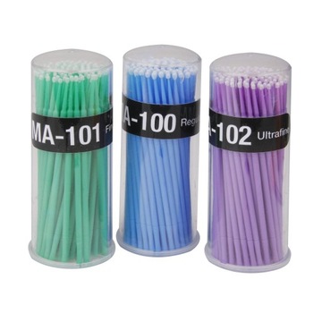 100 мини одноразовых аппликаторов с микрощеточками для наращивания ресниц