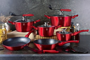 НАБОР ГРАНИТНЫХ ГОРШКОВ BERLINGER HAUS BH-1222 RED METALLIC LINE, 10 ЭЛЕМЕНТОВ