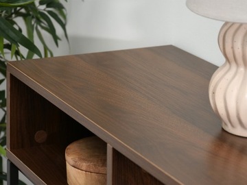 ДЕРЕВЯННАЯ НАСТЕННАЯ КОНСОЛЬ С ПОЛКАМИ ФРИДА ОРЕХ ЧЕРНАЯ МЕТАЛЛИЧЕСКАЯ ОСНОВА