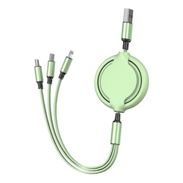 Zwijany Kabel do Telefonu 100cm 3w1 Micro USB, iPhone Lightning, USB-C