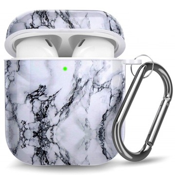 ETUI DO AIRPODS 1 2 MARMURKOWE Z KLAPKĄ