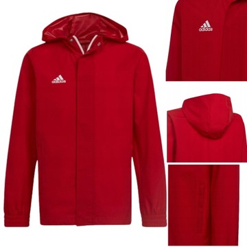 KURTKA ADIDAS DLA DZIECI PRZECIWDESZCZOWA SPORTOWA CZERWONY, 152 CM