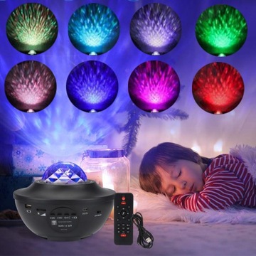PROJEKTOR GWIAZD RZUTNIK NIEBA LAMPKA NOCNA LED GŁOŚNIK BLUETOOTH + PILOT