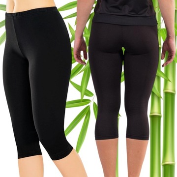 Legginsy Damskie 3/4 Bambusowe Getry BAMBUS Czarne Całoroczne 8XL/9XL