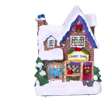 Рождественская фигурка, заснеженный светодиодный домик