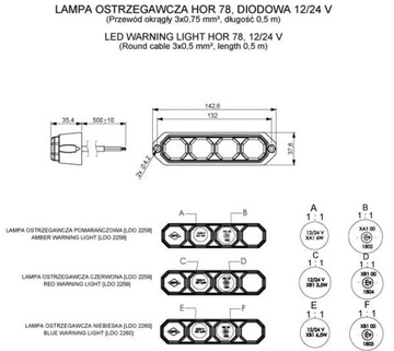 LAMPA OSTRZEGAWCZA STROBOSKOP 4 BŁYSKI NIEBIESKA