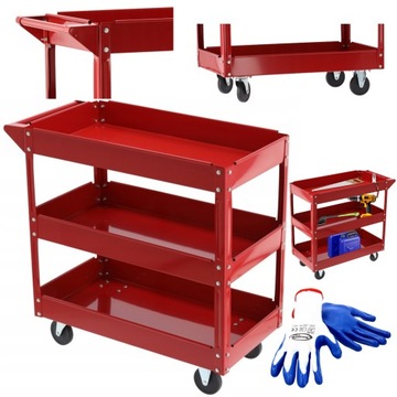Wózek warsztatowy narzędziowy mobilny Organizer 82x41x72cm STABILNY 3 półki