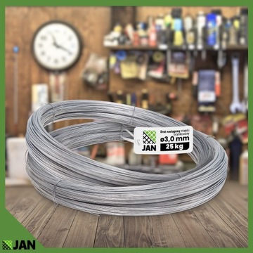 DRUT Naciągowy do Siatki Ocynkowany MIĘKKI fi 3,0mm OGRODZENIOWY 450mb 25kg