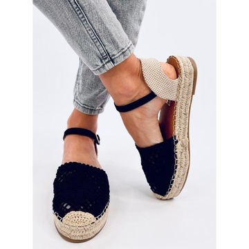 Sandałki ażurowe espadryle Black r.38