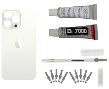 Klapka Tył iPhone 13 Pro Srebrny + Nożyk + Klej