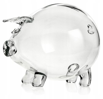 ПРОЗРАЧНАЯ большая стеклянная копилка СВИНКА в ПОДАРОК ​​Шкло-Кросно