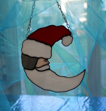 Луна Дед Мороз витраж Рождественское украшение