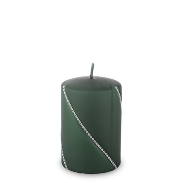 Świeca ozdobna butelkowa zieleń cyrkonie 14x7cm glamour średnia