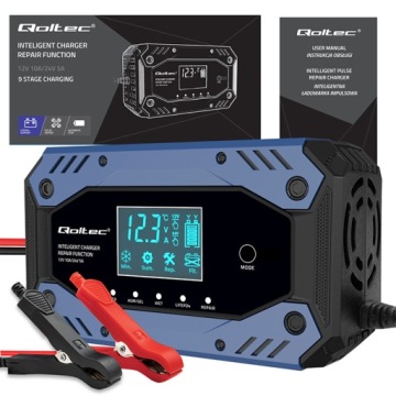 Automatická nabíječka akumulátorů s funkcí opravy 12-24V 10A LCD Silná