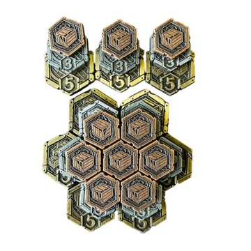 ZASOBY RESOURCES ZESTAW 3 METALOWYCH MONET ZAMIENNIK DO ARKHAM HORROR