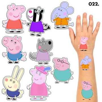 TATUAŻE ZMYWALNE DLA DZIECI TYMCZASOWE ŚWINKA PEPPA - 8 EL. / 150 WZORÓW