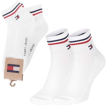 TOMMY HILFIGER SKARPETY SKARPETKI STOPKI 2P BIAŁE r.43-46