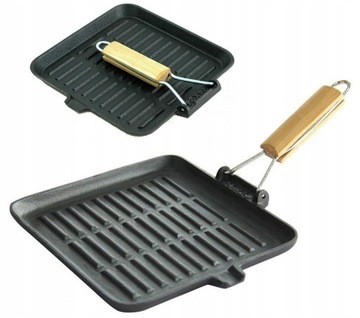 PATELNIA Grillowa ŻELIWNA 24 cm Grill Indukcja Gaz