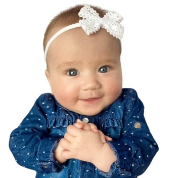 Повязка на голову с кружевным бантиком, белая, крещение на крещение