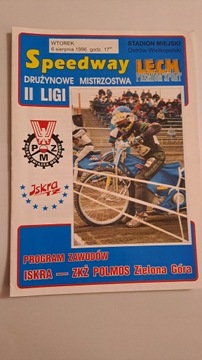ISKRA OSTRÓW WLKP - FALUBAZ ZIELONA GÓRA 06-08-1996 PROGRAM ŻUŻLOWY CZYSTY