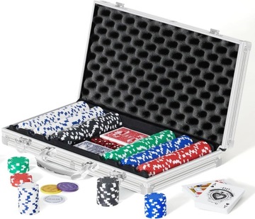 Zestaw do POKERA TEXAS HOLDEM POKER SET 300 szt. WALIZKA Ciężkie Żetony