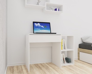 Прямоугольный компьютерный стол с ящиком и игровым столом, 70 см, матовый белый