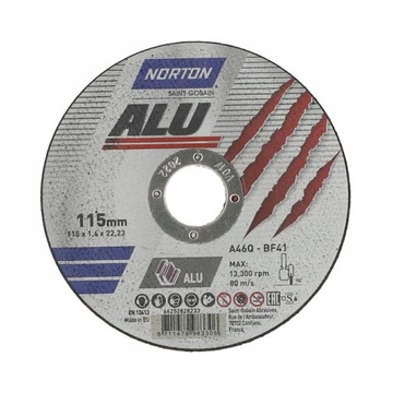 TARCZA DO ALUMINIUM NORTON ALU 115x1.6x22.23