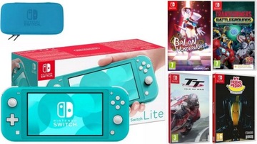 NINTENDO SWITCH LITE + 4 GRY NOWE + ETUI !