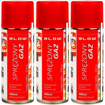 3X SPRĘŻONE POWIETRZE BLOW SPRAY DO CZYSZCZENIA PRZEDMUCHIWANIA 400ML RURKA