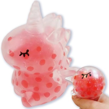 SQUISHY GNIOTEK ANTYSTRESOWY JEDNOROŻEC ŻELOWY Z KULKAMI DO ŚCISKANIA