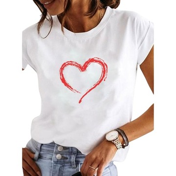T-SHIRT DAMSKI KOSZULKA BAWEŁNIANA SERDUSZKO