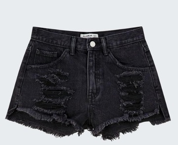 PULL&BEAR czarne jeans spodenki z dziurami szorty r.32/XS
