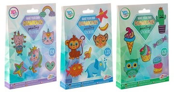 DIAMENTOWE NAKLEJKI MALARSKIE 12 SZTUK, 3 WZORY