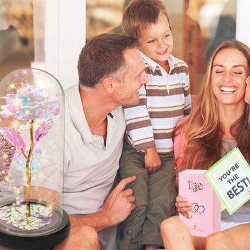 ВЕЧНАЯ РОЗА В СВЕТОДИОДНОМ СТЕКЛЕ НА ЛЕДЯНОМ ПОДАРКЕ